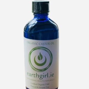 Alternative view of 100ml Organic Cold Pressed Castor Oil Blue Glass Bottle